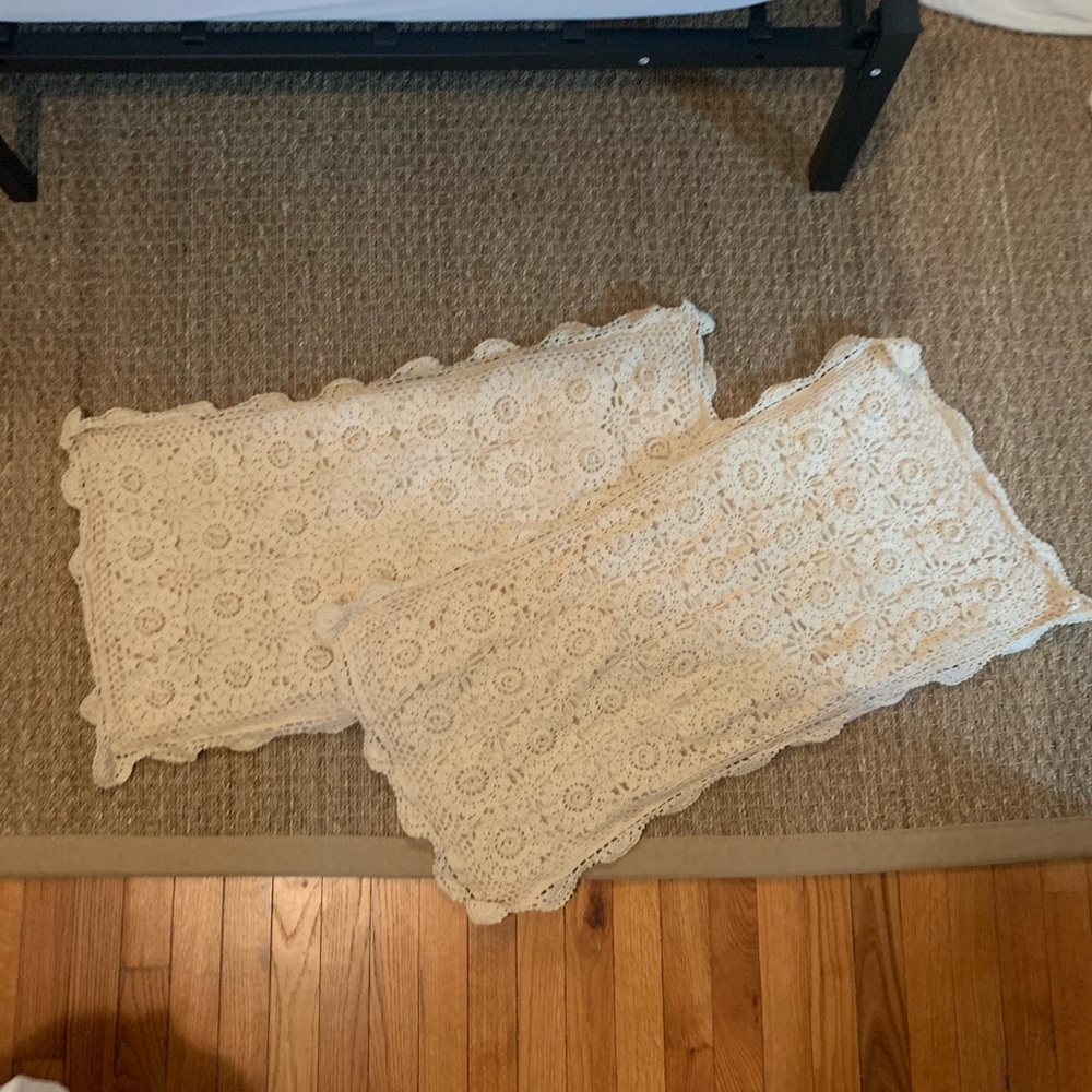 Beautiful Cream Boho Crocheted Pillowcases